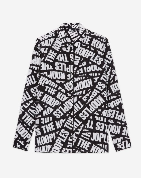 Chemise 100% Soie fluide avec logo Tape noire