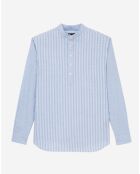 Chemise col officier à rayures bleue