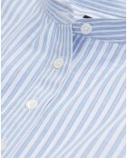 Chemise col officier à rayures bleue