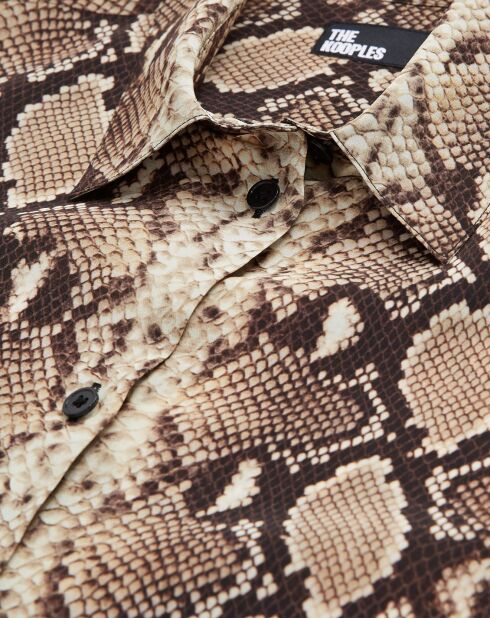 Chemise 100% Soie python beige