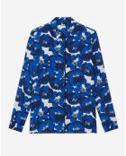 Chemise 100% Soie imprimée bleue