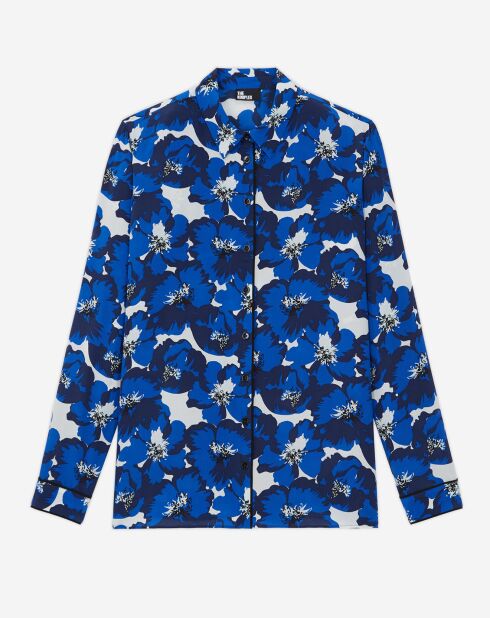 Chemise 100% Soie imprimée bleue