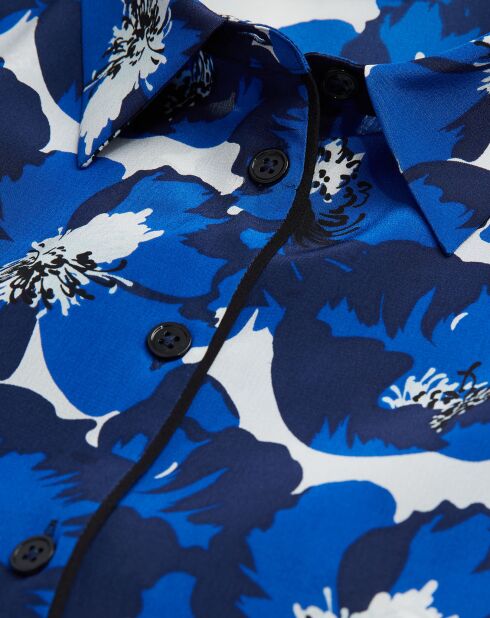 Chemise 100% Soie imprimée bleue