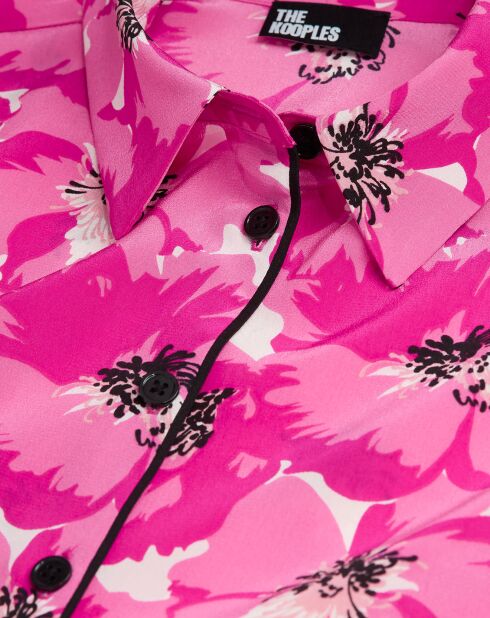 Chemise 100% Soie imprimée rose