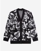 Cardigan en Laine mélangée à fleurs noir