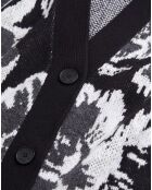 Cardigan en Laine mélangée à fleurs noir