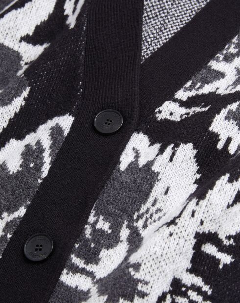 Cardigan en Laine mélangée à fleurs noir
