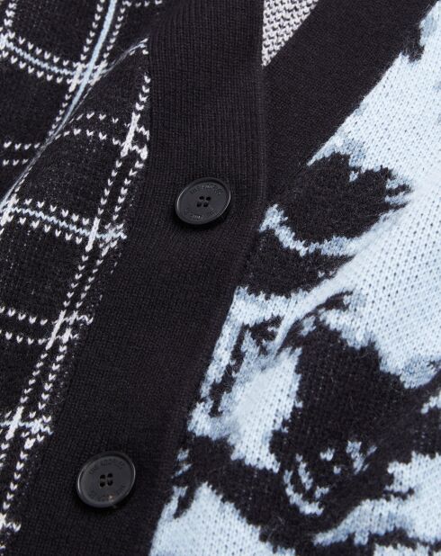 Cardigan en Laine mélangée avec patchwork bleu