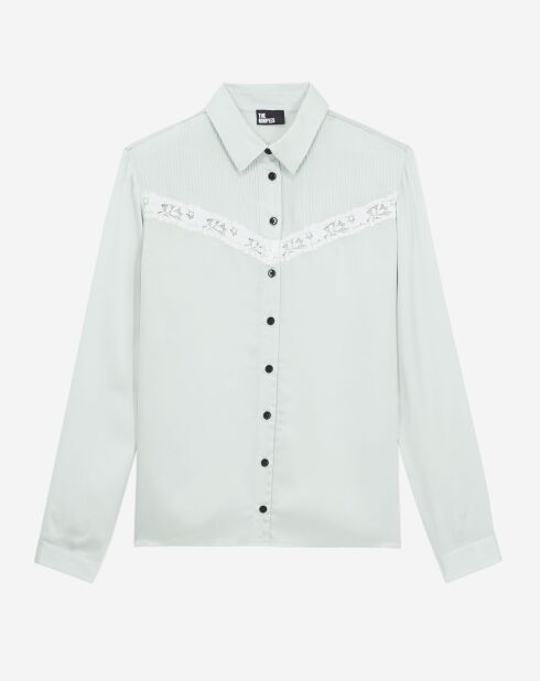 Chemise avec détail en dentelle bleue