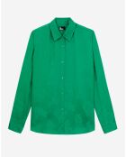 Chemise jacquard fleurie verte
