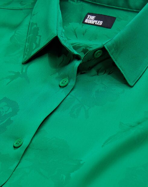 Chemise jacquard fleurie verte