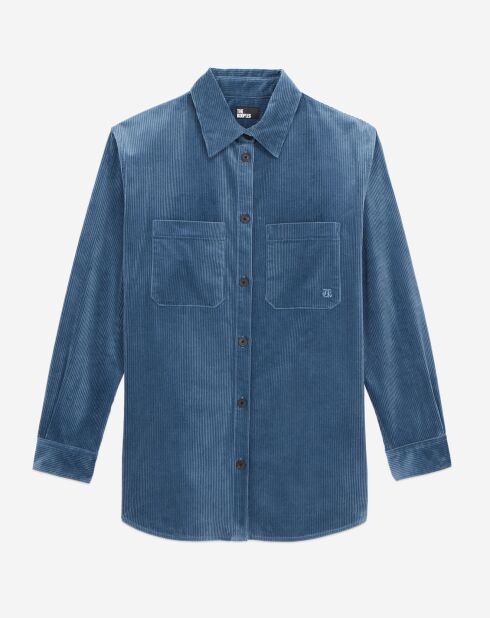 Surchemise en Velours tricoté bleue