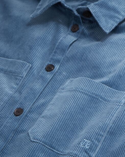 Surchemise en Velours tricoté bleue