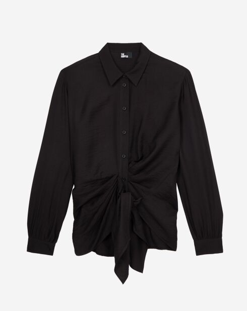 Chemise avec effet drapé noire