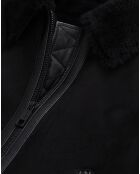 Blouson aviateur en peau lainée noir
