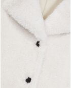 Manteau long imitation fourrure écru
