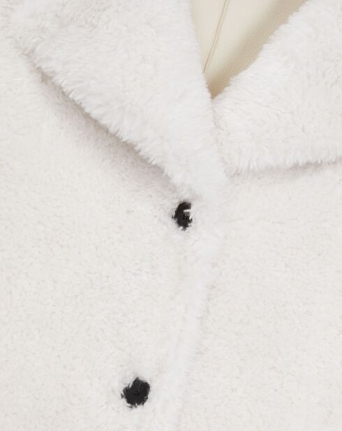 Manteau long imitation fourrure écru
