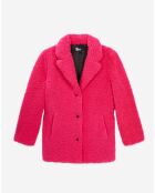 Manteau imitation fourrure rose
