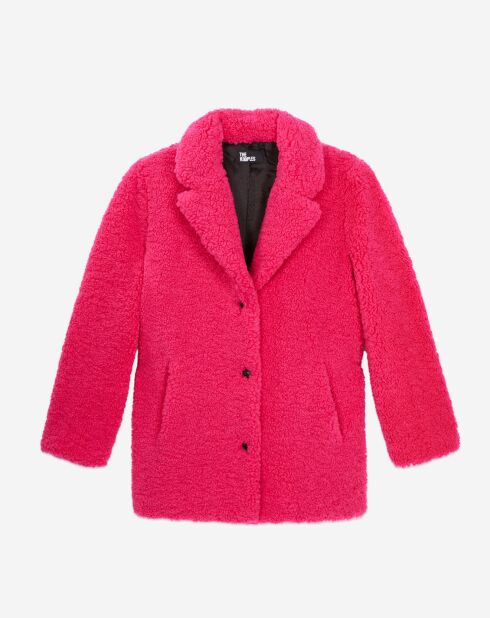 Manteau imitation fourrure rose