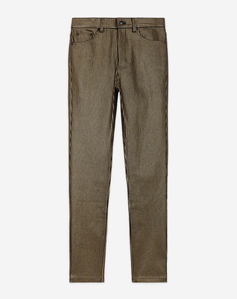 Schwarze zweifarbige Slim-Jeans
