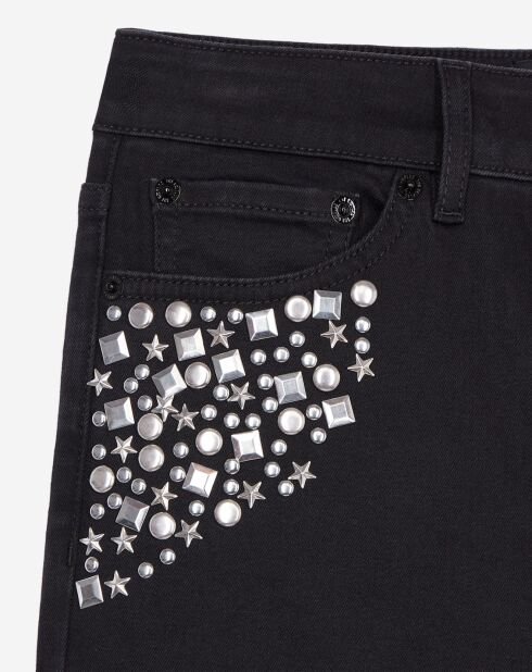 Jean slim avec clous et étoiles noir