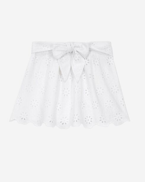 Jupe courte en broderie anglaise blanche