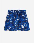 Jupe 100% Soie courte imprimée bleue
