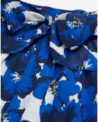 Jupe 100% Soie courte imprimée bleue