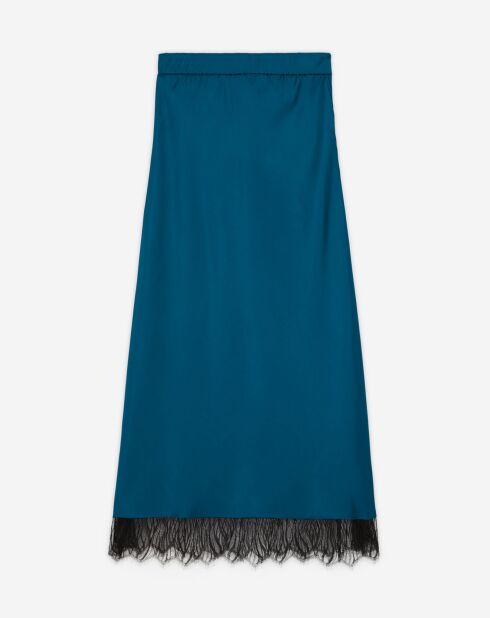 Jupe longue avec détails en dentelle bleue