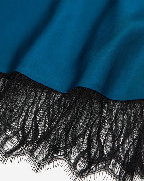 Jupe longue avec détails en dentelle bleue
