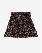 Jupe courte imprimée avec smocks noire