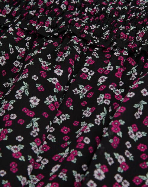 Jupe courte imprimée avec smocks noire