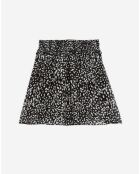 Jupe courte imprimée avec smocks noire