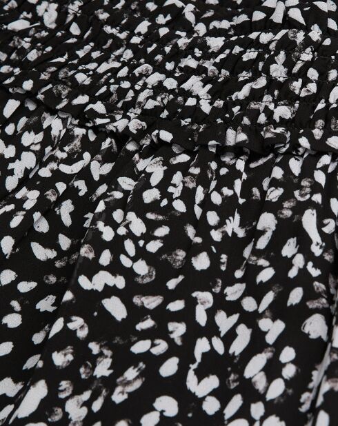 Jupe courte imprimée avec smocks noire
