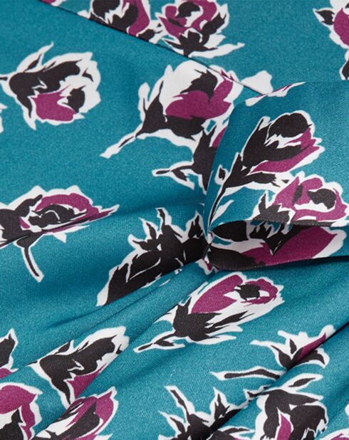 Jupe portefeuille courte imprimée bleue