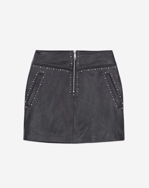 Jupe courte en Cuir avec clous noire