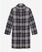 Manteau long en Laine mélangée à carreaux noir