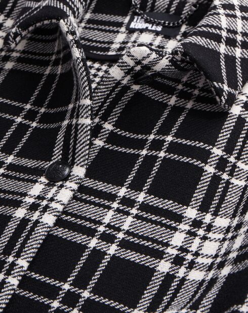 Manteau long en Laine mélangée à carreaux noir
