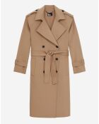 Manteau long en Laine mélangée beige