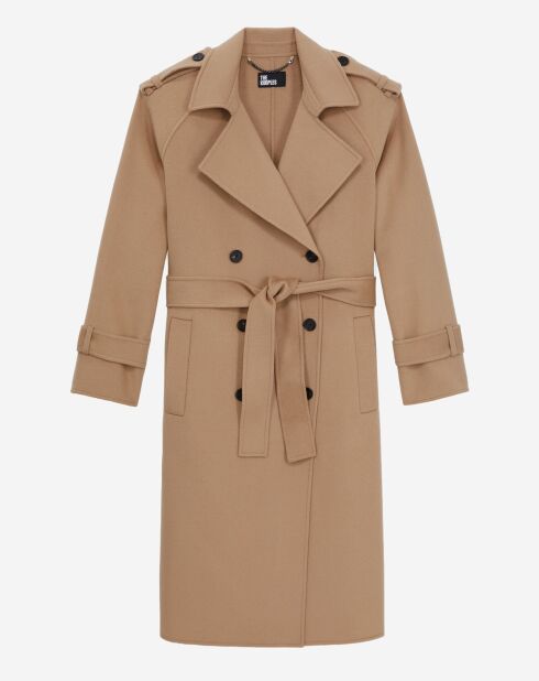 Manteau long en Laine mélangée beige