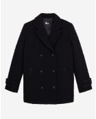 Manteau court en Laine mélangée Tweed noir