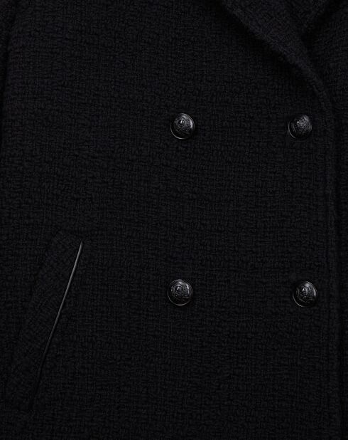 Manteau court en Laine mélangée Tweed noir