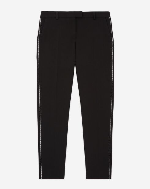 Pantalon de costume détails strass noir