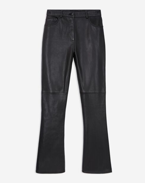 Pantalon en Cuir à clous noir