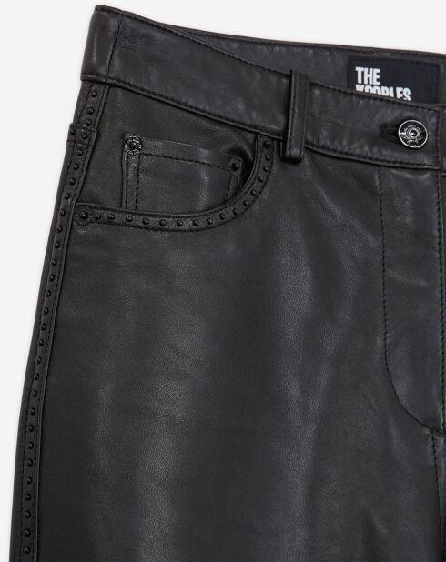 Pantalon en Cuir à clous noir