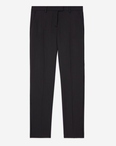 Pantalon de costume en Laine rayé noir