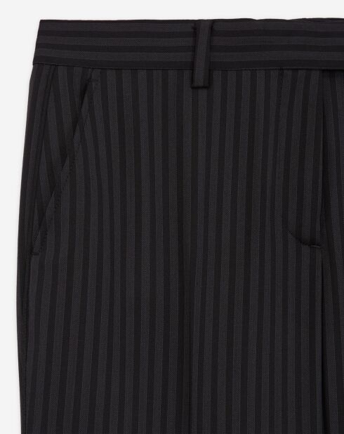 Pantalon de costume en Laine rayé noir