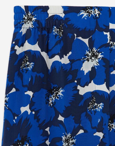 Pantalon 100% Soie imprimé bleu