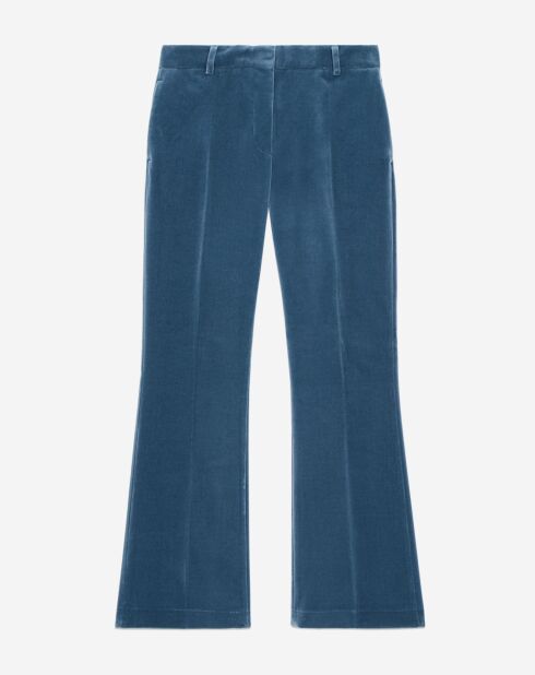 Pantalon tailleur en velours bleu