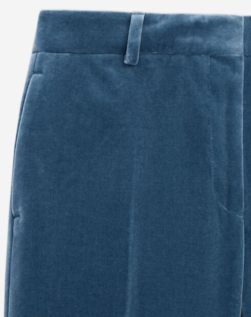 Pantalon tailleur en velours bleu